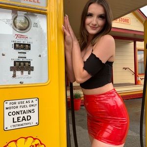 Shein red faux patent leather skirt